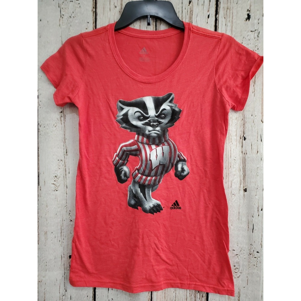 Adidas Women's Small Wisconsin Badgers Short Sleeve T‑Shirt Tee Shirt NEW NWT‎